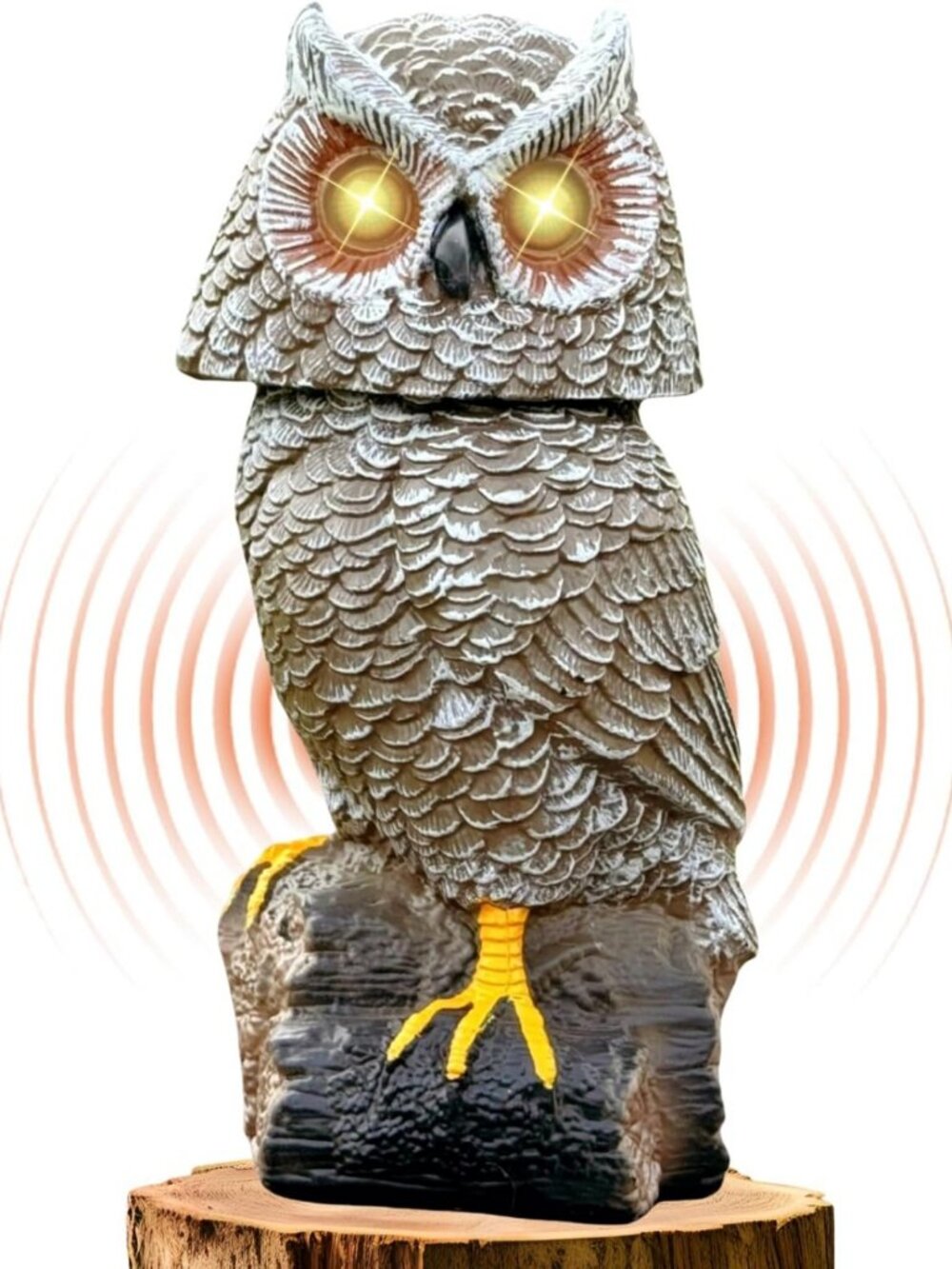 Solar Garden Owl Statue with Motion Detection, Rotating Head & Realistic Sounds